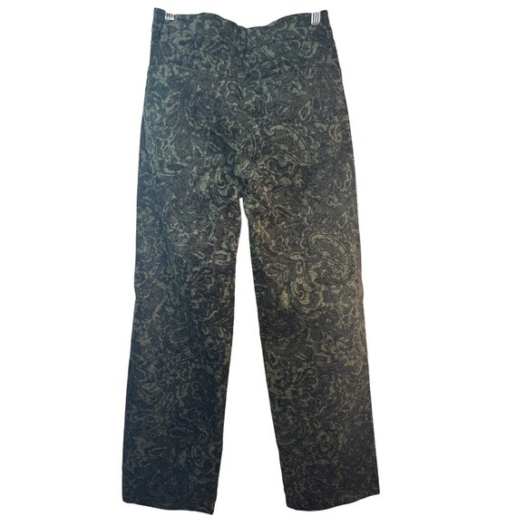 2/$30 ZARA 00 Green Black Paisley Print High Rise Straight Leg Pants - Picture 3 of 15